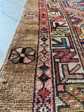 Small Worn Vintage Camel Hair Scatter Rug / 3’5 x 6’9 Persian Rug #4234ML