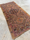 Small Worn Vintage Camel Hair Scatter Rug / 3’5 x 6’9 Persian Rug #4234ML