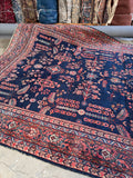 Large Antique Persian Navy Mahal Rug  / 7’7 x 10’  Rug #4382