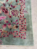 8x10 Art Deco Rug / 1930s Botanical Vintage Rug #4425