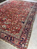 9x11 Floral Persian Heriz Rug / Antique Rug #4129