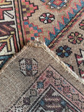 Small Worn Vintage Camel Hair Scatter Rug / 3’5 x 6’9 Persian Rug #4234ML