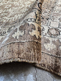 Glowing Neutral Persian Tribal Runner Rug / 3’4 x 11’5 Vintage Geometric Wool Hallway Runner #4502