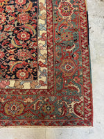 Late 19th Century Palatial Antique Persian Mahal with Navy and Teal / 8'7 x 18'3 Rug #4288