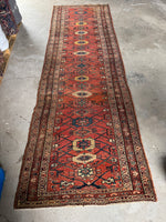 Antique Persian Tribal Runner / 3'7 x 10'8 Malayer Runner #4099