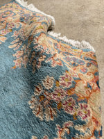 French Blue Persian Kerman Rug / 3x5 Vintage Rug