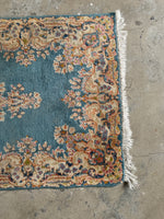 French Blue Persian Kerman Rug / 3x5 Vintage Rug