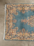 French Blue Persian Kerman Rug / 3x5 Vintage Rug