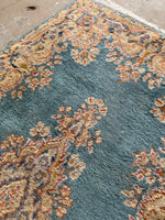 French Blue Persian Kerman Rug / 3x5 Vintage Rug