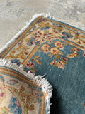 2x4 French Blue Ground Antique Persian Kerman Rug #3447LK