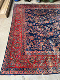 11x15 Navy Blue Persian Mohajeran Sarouk Rug #3347