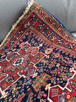 Square Small Navy Heriz Rug Mat / 3x3 Heriz Rug #3451