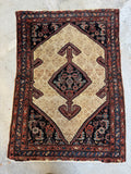 1920s Persian Rug with Poled Medallion on Ivory Ground / 3'5 x 4'10 Rug #4387