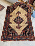 1920s Persian Rug with Poled Medallion on Ivory Ground / 3'5 x 4'10 Rug #4387