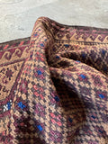 Early 1900s Baluchi Prayer Rug in Earthy Eggplant and Camel Tones / 2'6 x 4'1 Rug #4385