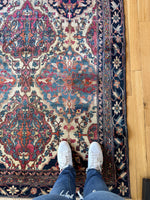 8x10 Antique Persian Floral Rug / Kerman Lavar Rug #3751