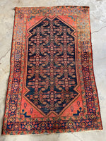 4x6 Coral and Teal Persian Malayer Rug #3214