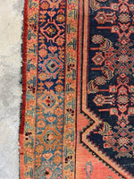 4x6 Coral and Teal Persian Malayer Rug #3214