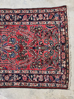 Small Vintage Floral Persian Rug / 3'3 x 6'6 Antique Persian Rug #3832