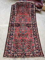 Small Vintage Floral Persian Rug / 3'3 x 6'6 Antique Persian Rug #3832