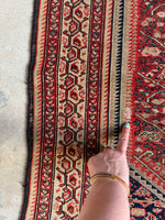 Worn Antique Persian Rug / 3'7 x 6'7 Ferahan Rug #3833