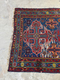 Large Vintage Soumak with Eagel Art / 5'2 x 11'7 Flat Weave Rug #4397ML