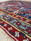 Large Vintage Soumak with Eagel Art / 5'2 x 11'7 Flat Weave Rug #4397ML