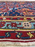 Large Vintage Soumak with Eagel Art / 5'2 x 11'7 Flat Weave Rug #4397ML