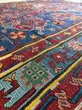 Large Vintage Soumak with Eagel Art / 5'2 x 11'7 Flat Weave Rug #4397ML