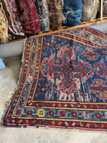 Large Vintage Soumak with Eagel Art / 5'2 x 11'7 Flat Weave Rug #4397ML