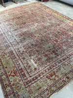 9x12 Worn Persian Mahal Rug / 9x12 Distressed Vintage Rug #1512