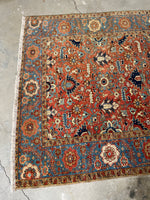 5'9 x 8'9 Melon and French Blue Heriz Rug #2957