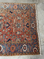5'9 x 8'9 Melon and French Blue Heriz Rug #2957