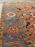 5'9 x 8'9 Melon and French Blue Heriz Rug #2957