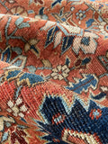 5'9 x 8'9 Melon and French Blue Heriz Rug #2957