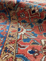 5'9 x 8'9 Melon and French Blue Heriz Rug #2957