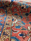 5'9 x 8'9 Melon and French Blue Heriz Rug #2957