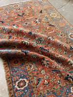 5'9 x 8'9 Melon and French Blue Heriz Rug #2957