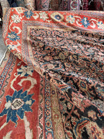 Antique Persian Navy Rust Mahal Rug / 10'1 x 16'5 Rug #4285 / 10x16 Vintage Persian Rug / 10x17 Vintage Rug