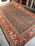 Antique Persian Navy Rust Mahal Rug / 10'1 x 16'5 Rug #4285 / 10x16 Vintage Persian Rug / 10x17 Vintage Rug