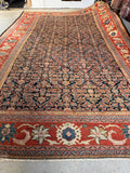 Antique Persian Navy Rust Mahal Rug / 10'1 x 16'5 Rug #4285 / 10x16 Vintage Persian Rug / 10x17 Vintage Rug