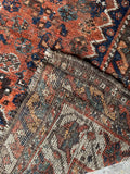 7x9 Tribal Persian Rug on Rust Ground #3473 / Large Vintage Rug