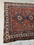 7x9 Tribal Persian Rug on Rust Ground #3473 / Large Vintage Rug