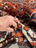 7x9 Tribal Persian Rug on Rust Ground #3473 / Large Vintage Rug