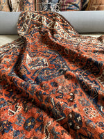 7x9 Tribal Persian Rug on Rust Ground #3473 / Large Vintage Rug