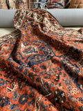 7x9 Tribal Persian Rug on Rust Ground #3473 / Large Vintage Rug