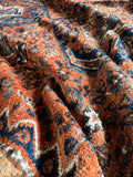 7x9 Tribal Persian Rug on Rust Ground #3473 / Large Vintage Rug