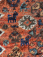 7x9 Tribal Persian Rug on Rust Ground #3473 / Large Vintage Rug