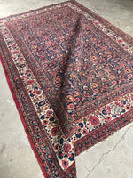 7x10 Antique Floral Navy Mashaad Rug #3259