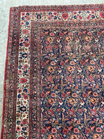 7x10 Antique Floral Navy Mashaad Rug #3259